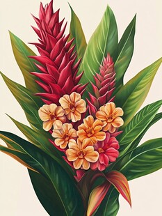 热带花卉组合插画