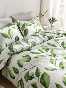 绿叶图案床上用品四件套