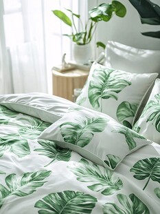 清新绿叶图案床上用品