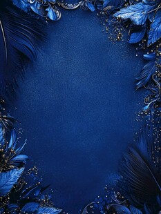 深蓝梦幻花卉边框背景图
