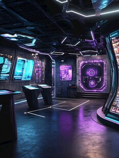 未来科技感的酷炫控制室