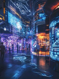 未来科技感的城市互动空间