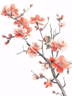 枝头绽放的娇艳粉色花朵