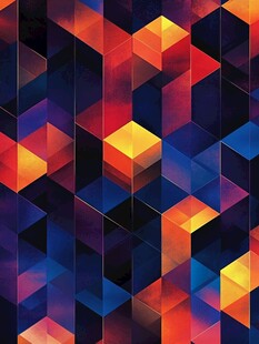 多彩几何立体图案背景
