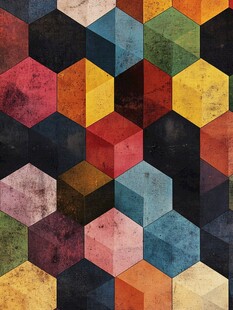 多彩立体六边形几何图案