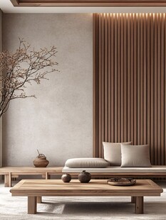 日式简约风客厅木质空间