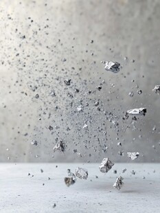 金属碎屑腾空飞舞瞬间