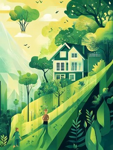 山林中的温馨家园图景