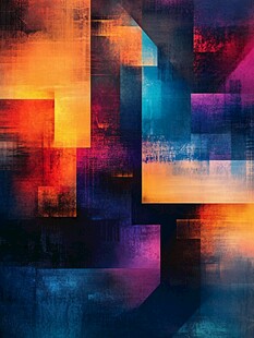 抽象多彩几何拼接艺术画