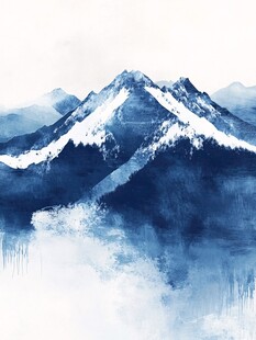 水墨绘就的壮丽雪山景观