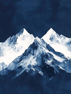 水墨风格壮丽雪山图景