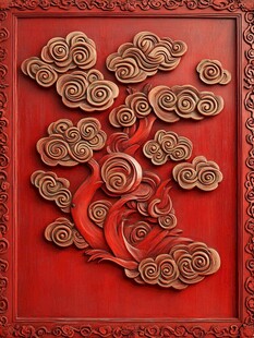 中式木雕祥云凤凰装饰板