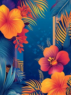 热带花卉与植物绚丽背景