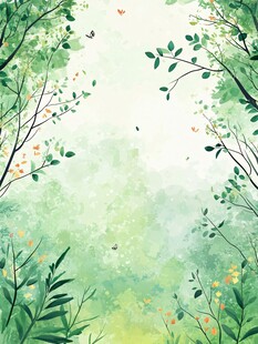 清新森林插画背景图