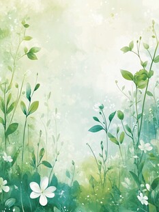 清新绿野中的白色小花