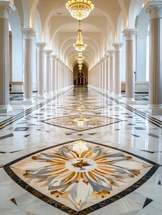 奢华宫殿般的大理石走廊