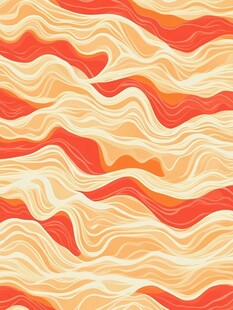 橙黄波浪纹理无缝图案
