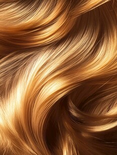 亮丽金色波浪卷发特写
