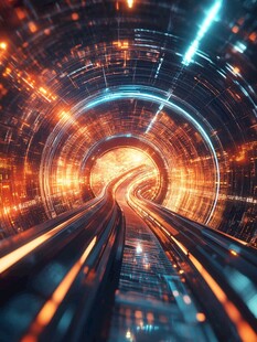 科技隧道中的未来光影旅程