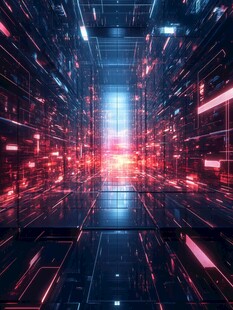 未来科技感的霓虹数据通道