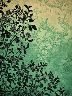 复古绿植花纹背景图