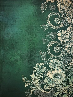 复古绿底花卉装饰图案