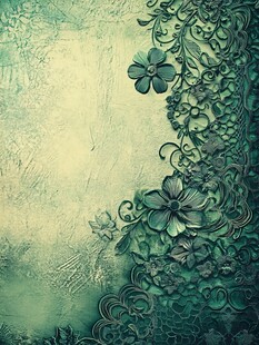 复古绿调花卉纹理背景