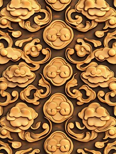 中式古典金色浮雕花纹图案