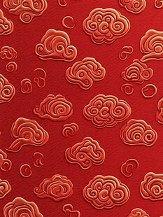 红色祥云图案纹理背景