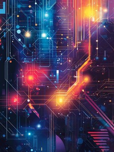 科技感炫酷电路数字背景图