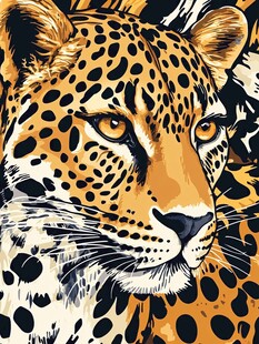 豹纹风格的精美猎豹插画