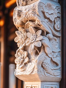 中式精美木雕花卉动物纹饰