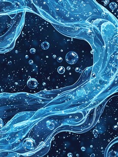 梦幻蓝色水波纹与气泡