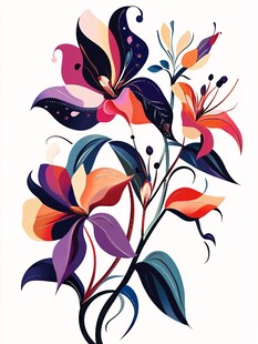 绚丽多彩花卉插画