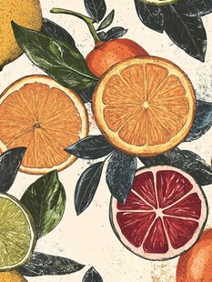 柑橘类水果插画图案