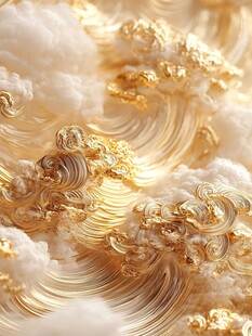 金色云浪艺术纹理图案