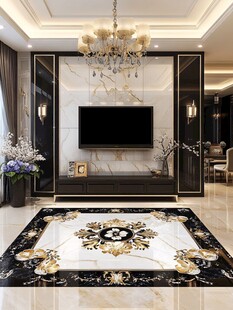 奢华客厅电视墙与精美地砖