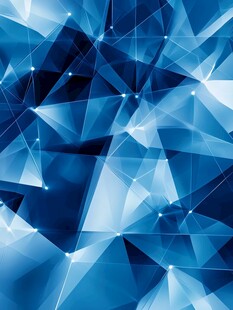 蓝色几何多边形科技背景图
