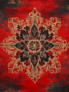 红色华丽复古花纹图案
