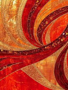 炫彩流动的红金抽象图案