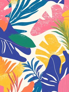热带植物多彩图案背景