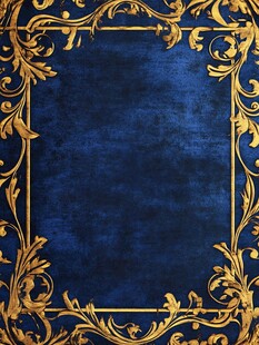 蓝色背景金色华丽边框