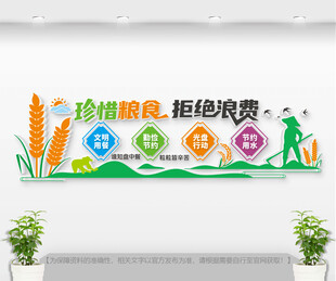 珍惜粮食拒绝浪费食堂文化墙