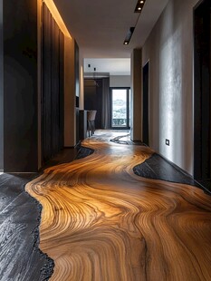 创意木质纹理走廊地面设计