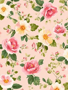 粉色花卉无缝图案背景