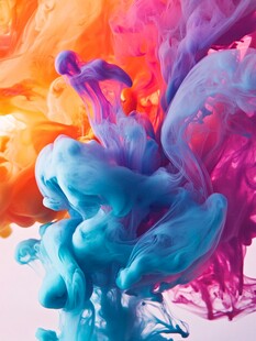 彩色墨水在水中的绚烂绽放