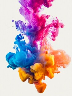 彩色墨水在水中的绚丽绽放