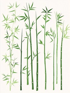 清新竹林插画素材