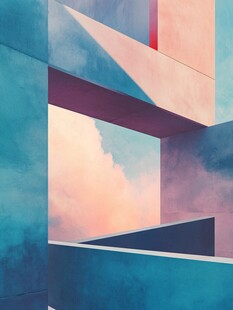 梦幻几何建筑天空景象