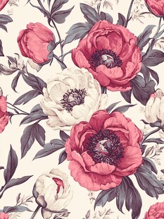 复古风花卉图案无缝背景